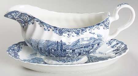 Heritage Hall Blue Gravy Boat & Underplate