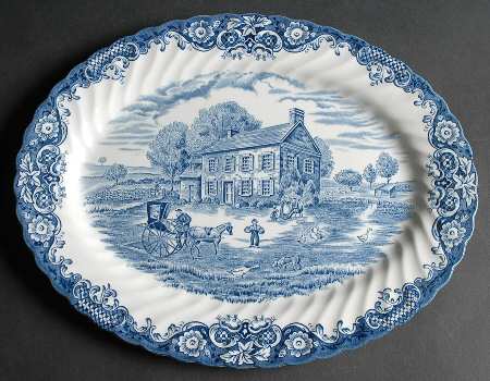 Heritage Hall Blue 12" Oval Serving Platter