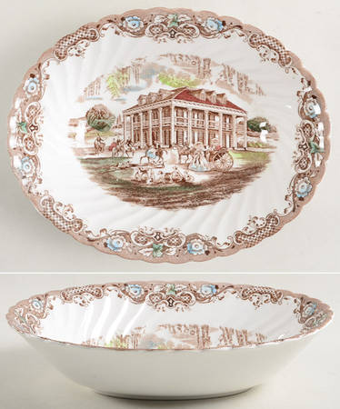 Heritage Hall Brown Multicolor 9" Oval Vegetable Bowl