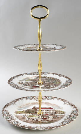Heritage Hall Brown Multicolor 13 7/8"-14 1/4" 3-Tiered Serving Tray(DP,SP,BB) HC