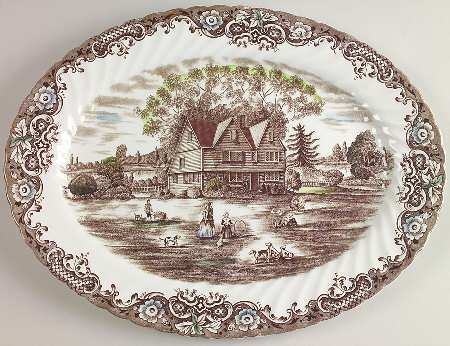 Heritage Hall Brown Multicolor 15" Oval Serving Platter