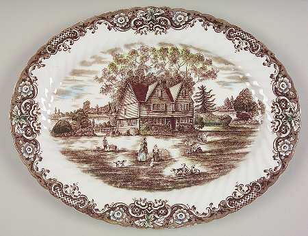 Heritage Hall Brown Multicolor 16" Oval Serving Platter