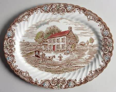 Heritage Hall Brown Multicolor 12" Oval Serving Platter