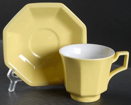 Heritage Yellow Flat Cup & Saucer Set