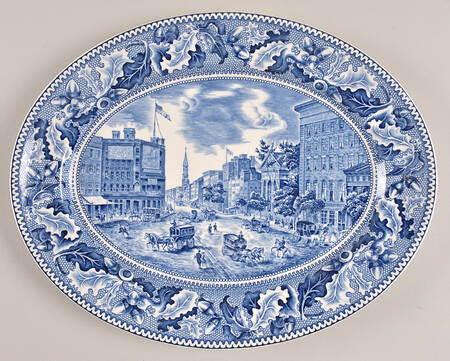 Historic America Blue 12" Oval Serving Platter