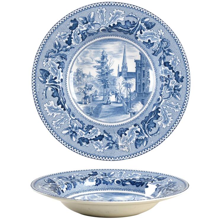 Historic America Blue Rim Soup Bowl by Johnson Brothers