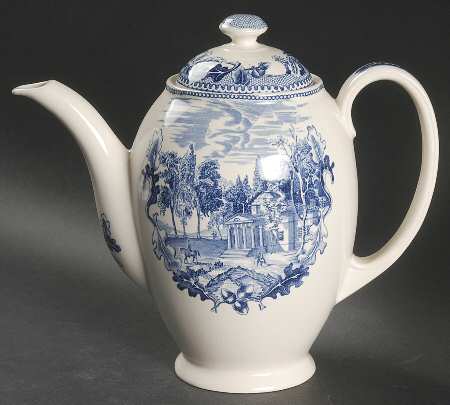 Historic America Blue Coffee Pot & Lid by Johnson Brothers