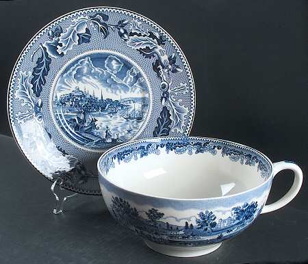 Historic America Blue Colossal Cup & Saucer Set