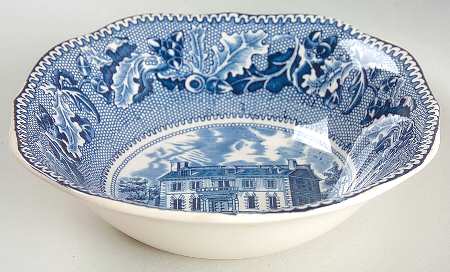 Historic America Blue Square Cereal Bowl