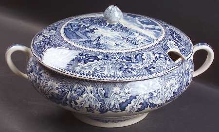 Historic America Blue Tureen &  Lid by Johnson Brothers