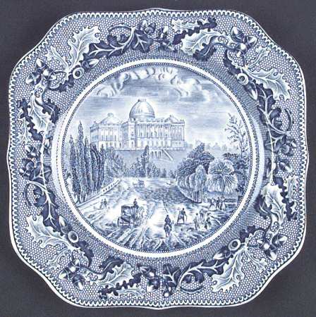 Historic America Blue Square Salad Plate by Johnson Brothers