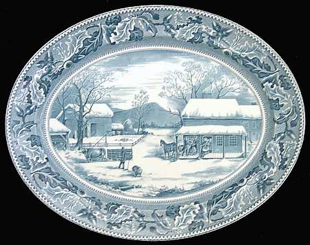 Historic America Blue 20" Oval Serving Platter