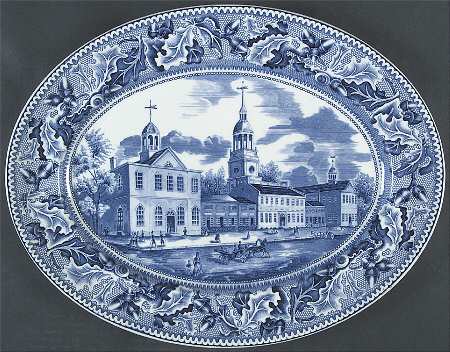 Historic America Blue 16" Oval Serving Platter by Johnson Brothers