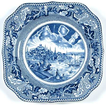 Historic America Blue Square Bread & Butter Plate