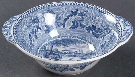 Historic America Blue Lugged Cereal Bowl by Johnson Brothers