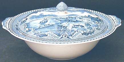 Historic America Blue Round Covered Vegetable by Johnson Brothers