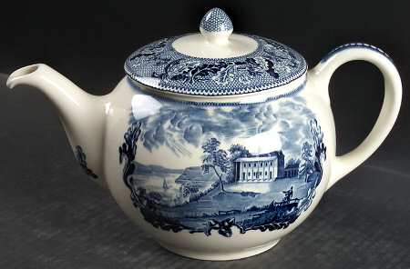 Historic America Blue Teapot & Lid by Johnson Brothers