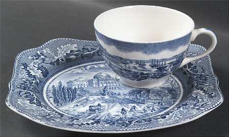Historic America Blue Snack Plate & Cup Set
