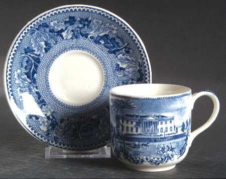 Historic America Blue Flat Demitasse Cup & Saucer Set