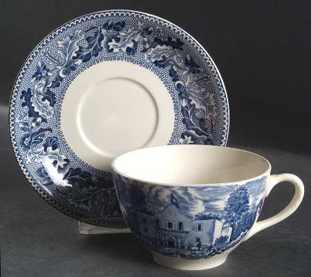 Historic America Blue Oversized Cup & Saucer Set