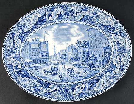 Historic America Blue 12" Oval Serving Platter