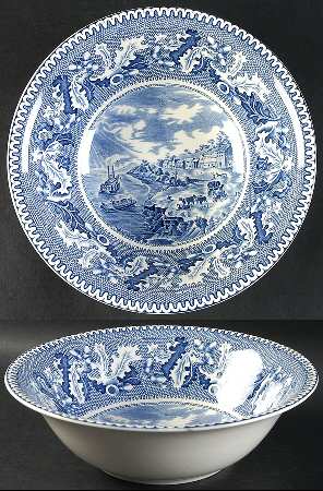 Historic America Blue 9" Round Vegetable Bowl