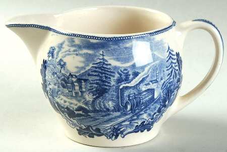 Historic America Blue Creamer by Johnson Brothers