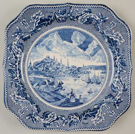 Historic America Blue Square Dinner Plate