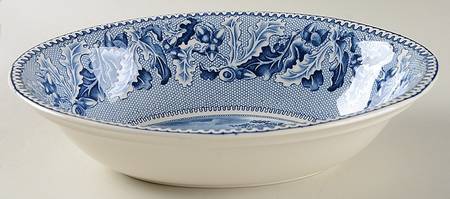 Historic America Blue 9" Oval Vegetable Bowl