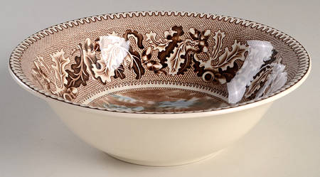 Historic America Brown Multicolor 9" Round Vegetable Bowl