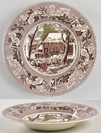 Historic America Brown Multicolor Large Rim Soup Bowl