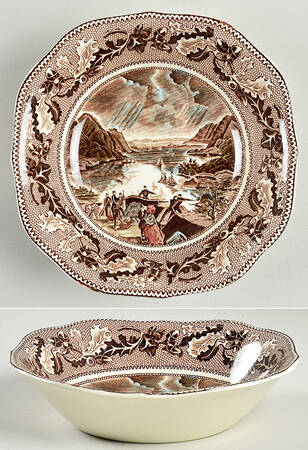 Historic America Brown Multicolor Square Soup Bowl