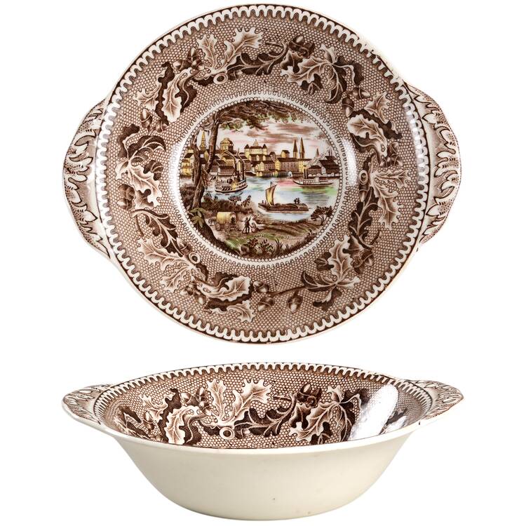 Historic America Brown Multicolor Lugged Cereal Bowl