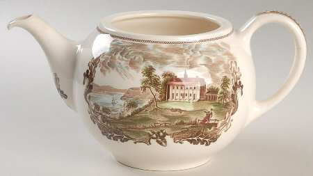 Historic America Brown Multicolor Teapot No Lid