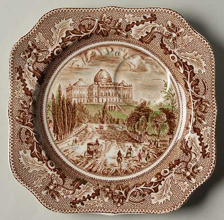 Historic America Brown Multicolor Snack Plate