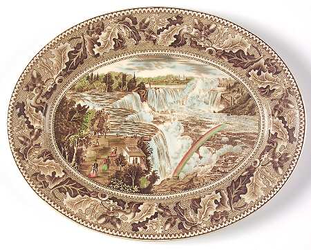 Historic America Brown Multicolor 11" Oval Serving Platter