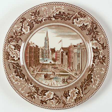 Historic America Brown Multicolor Luncheon Plate