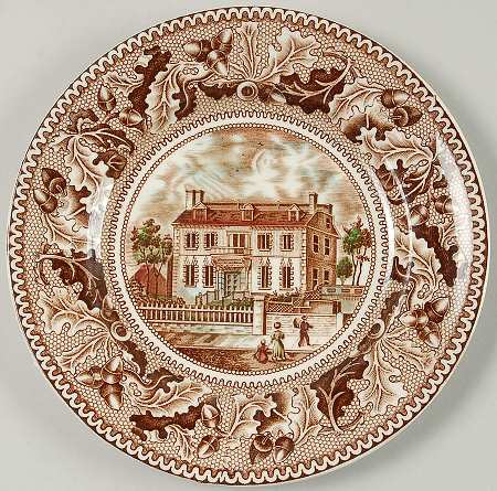 Historic America Brown Multicolor Dessert/Pie Plate