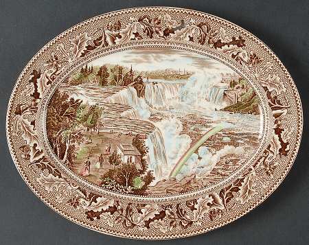 Historic America Brown Multicolor 10" Oval Serving Platter
