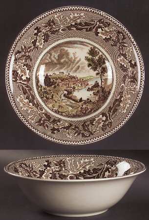 Historic America Brown Multicolor 8" Round Vegetable Bowl
