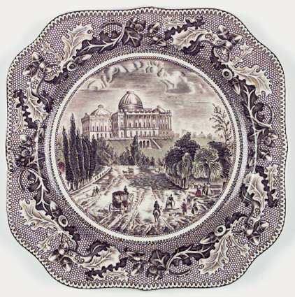 Historic America Brown Multicolor Square Salad Plate
