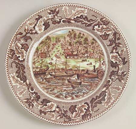 Historic America Brown Multicolor Salad Plate