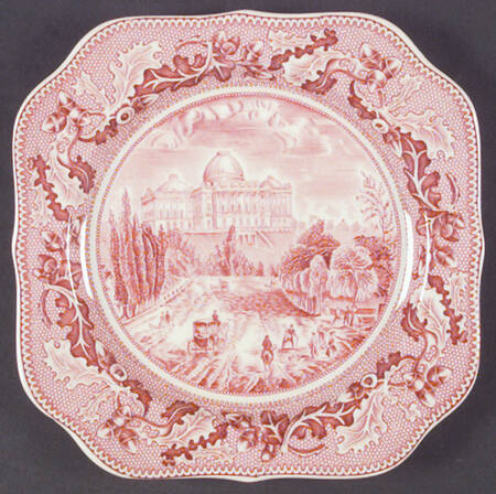 Historic America Pink Square Salad Plate by Johnson Brothers