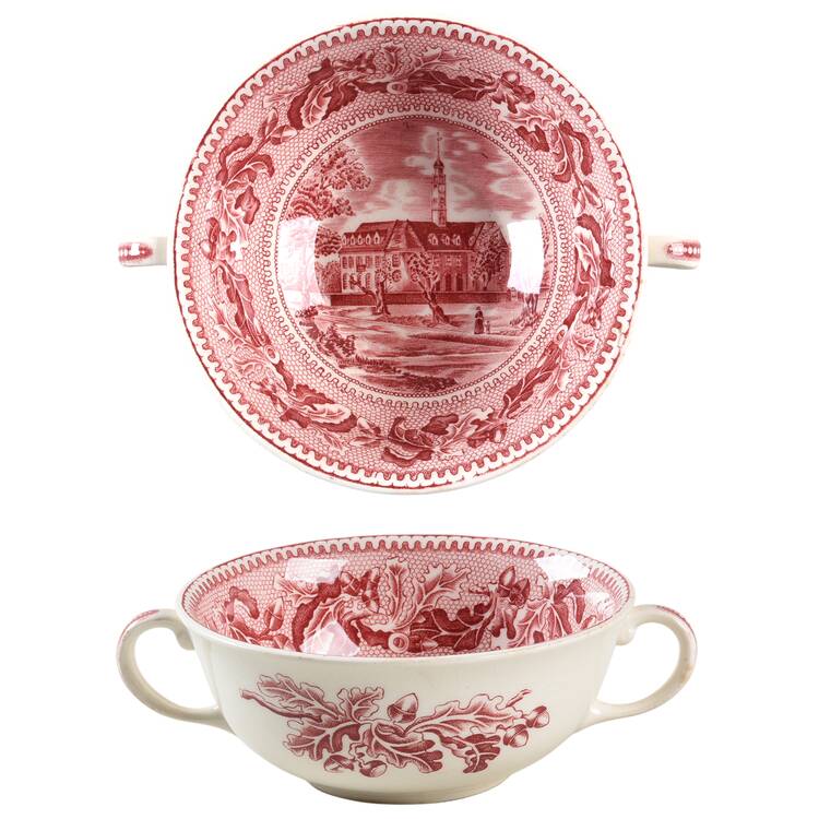 Historic America Pink Flat Cream Soup Bowl