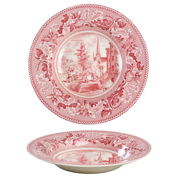 Historic America Pink Rim Soup Bowl by Johnson Brothers
