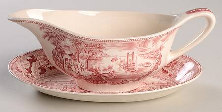 Historic America Pink Gravy Boat & Underplate/Relish