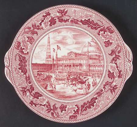 Historic America Pink Handled Cake Plate