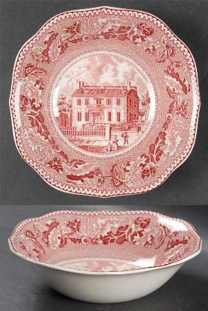 Historic America Pink Square Cereal Bowl by Johnson Brothers