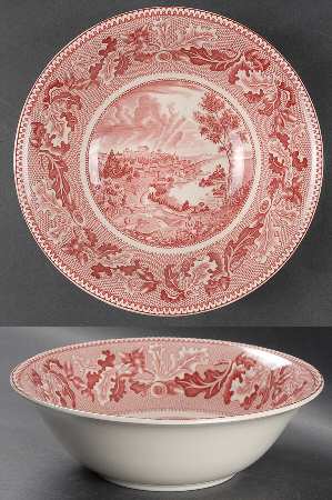 Historic America Pink 8" Round Vegetable Bowl by Johnson Brothers