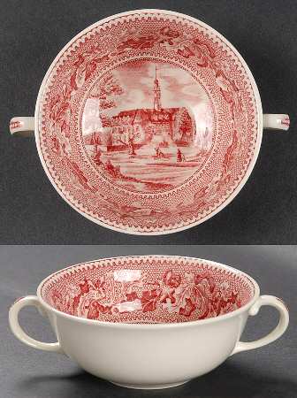 Historic America Pink Flat Cream Soup Bowl